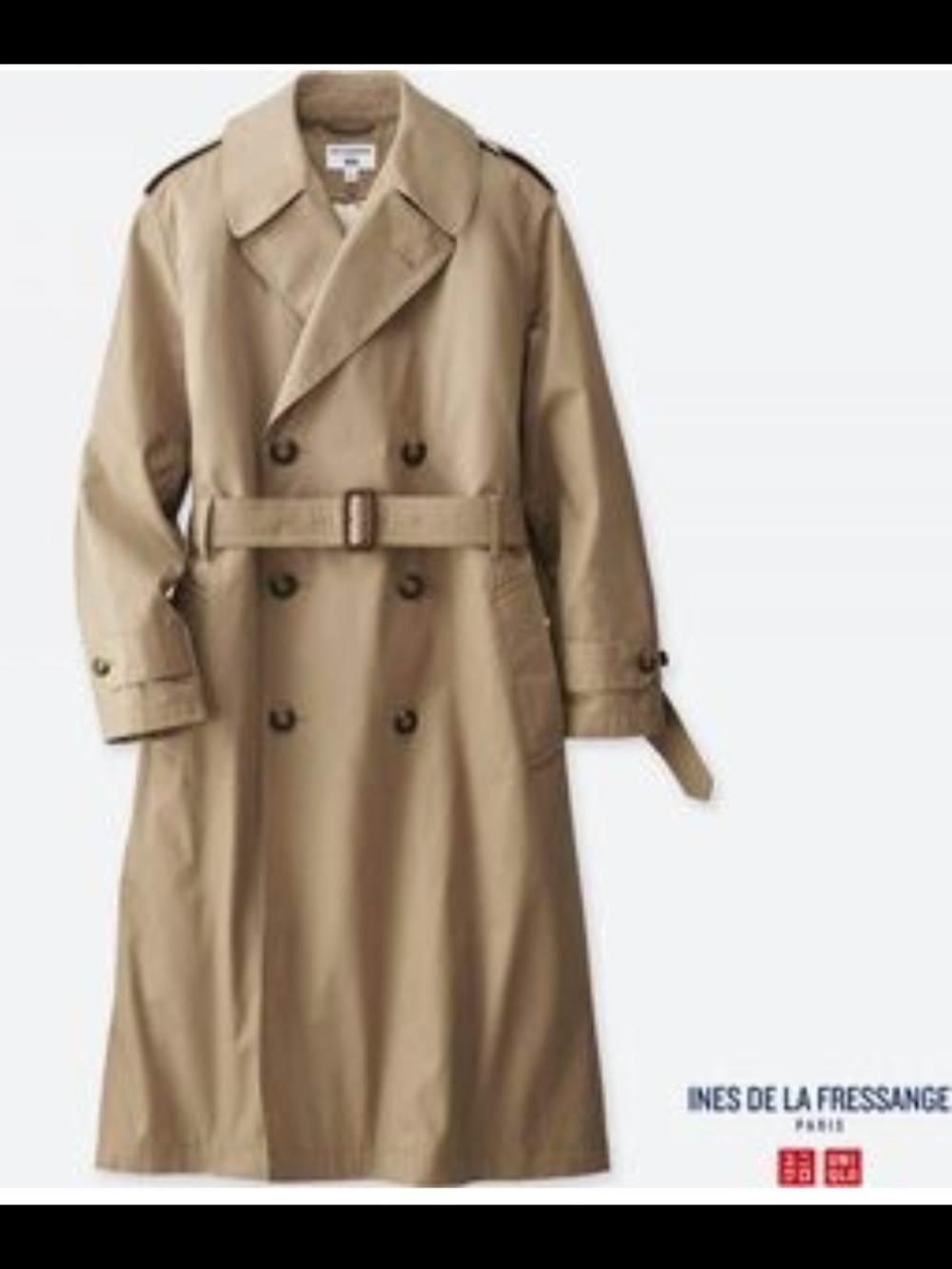 Uniqlo Ines de la Fressange Beige Double-Breasted Trench Coat